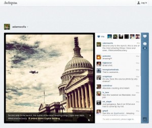 Photo by Adam Wells of the space shuttle flying past the U.S. Capitol, posted on Instagram