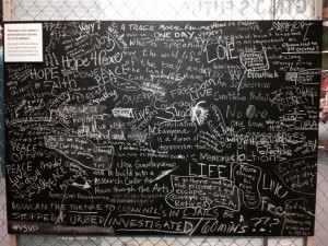 A chalkboard enabled visitors to leave comments at the exhibit. Photo credit: Nancy Dallett