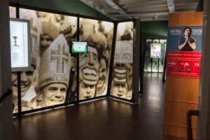 The exhibit contained many examples of religious symbols displayed at football matches. Photo credit: Caro Bonink/Amsterdam Museum