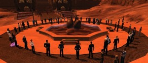 A vigil for Leonard Nimoy held in Star Trek Online shortly after his death in February 2015. Photo credit: 
