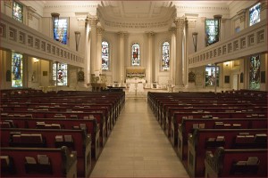 Interior of St. Paul's Church in Richmond, Virginia, showing Tiffany memorial windows. Photo credit: Ron Congswell. Wikimedia Commons.