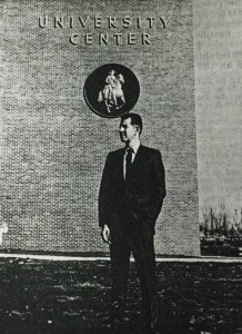 "Forrest plaque on the MTSU Keathly University Center, from Sidelines campus newspaper, March 1968." 