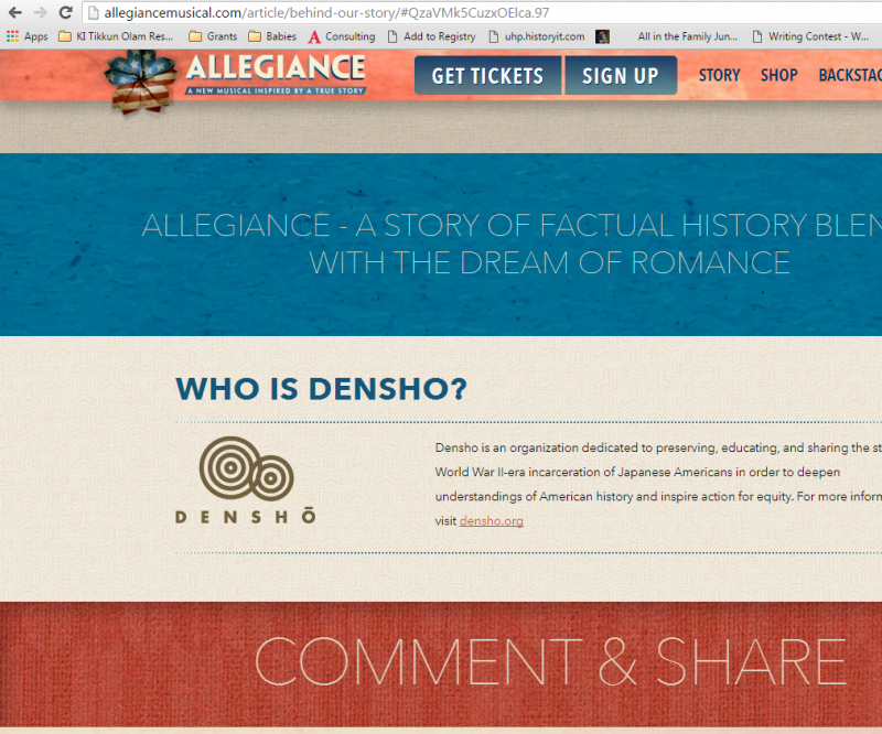 Courtesy "Behind Our Story" section of Allegiance website http://allegiancemusical.com/article/behind-our-story/