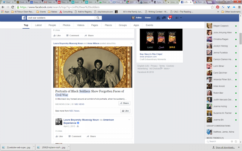 Image of post about an article on Civil War soldiers on Facebook feed. Courtesy Adina Langer