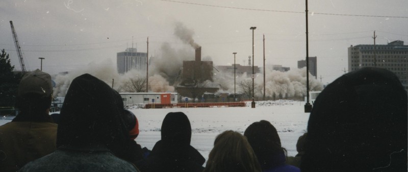 AutoWorld implosion, 1997. Photo credit: Grant Burns