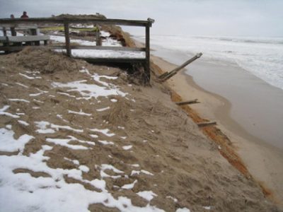 Stairway at Nauset Light Beach, Eastham, Massachusetts, following a winter storm in 2010. Photo credit: National Park Service.