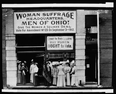 Woman suffrage headquarters in Upper Euclid Avenue, Cleveland. Photo credit: Library of Congress.