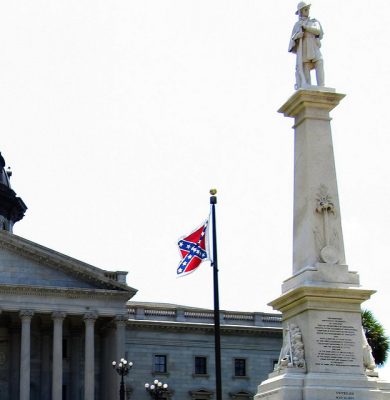 Confederate Battle Flag Flying at South Carolina State Capitol, Columbia, SC. Photo by Ken Lund, https://www.flickr.com/photos/kenlund/5811088422, CC BY-SA 2.0.