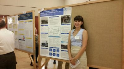 Elizabeth Satterfield presenting her summer research on Sunnyside during WVU's SURE (Summer Undergraduate Research Experience). 