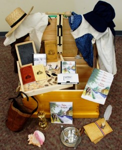  In 2009, the Delaware and Lehigh National Heritage Corridor introduced the Traveling Trunks program, an innovative 4th grade curriculum for school districts along the 195-mile corridor. Each locally made trunk (pictured above) includes a variety of items, from old-fashioned games and toys to a mule feed bag and a DVD of rare canal footage. The trunk complements a full-length book, Tales of the Towpath, by Delaware and Lehigh Outreach Coordinator Dennis Scholl, which follows the life of a young boy whose father takes his family to America in 1846 and eventually becomes a canal boat captain. The program offers students an engaging and and interactive window on social and economic life in their own communities during the 19th century.