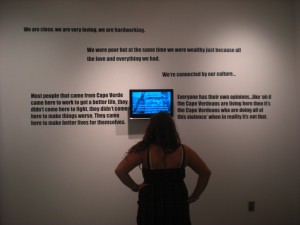 woman looking at exhibit