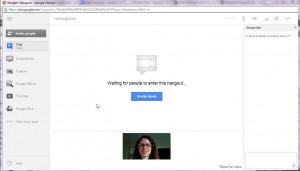 A screenshot of the Google Hangout interface, courtesy of Adina Langer