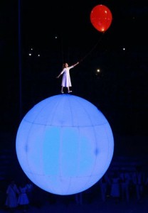 Eleven-year-old Liza Temnikova, as the character of Lubov (the Russian word for "love) during the opening ceremonies of the 2014 Winter Olympics in Sochi. The ceremony, titled "Dreams of Russia," was meant to evoke a child's dream-like journey across her country's landscape and history. Photo credit: www.kremlin.ru 