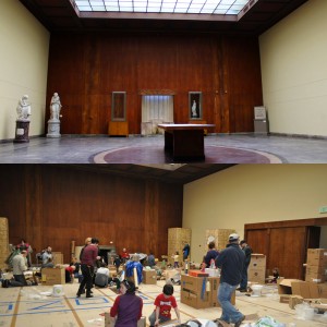 The Crane Memorial Room before and after it has been transformed into a space of unrestricted imagination.  Photo credit: The Berkshire Museum