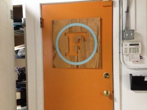 door with logo