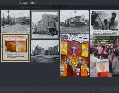Homepage of Parkland History Project. Courtesy of Lara Kelland.