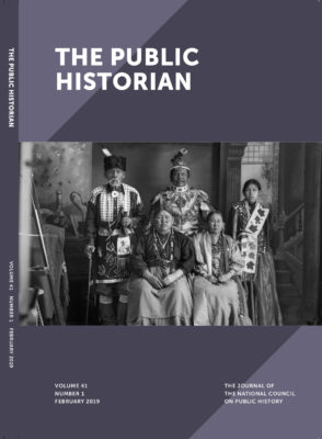 The cover of the February 2019 issue of The Public Historian features an image from the collection of Charles Van Schaick of Black River Falls, Wisconsin. Standing are John Hazen Hill (XeTeNiShaRaKah), left, Alec (Alex) Lonetree (NaENeeKeeKah), and Mary Clara Blackhawk (WaHoPiNiWinKaw), daughter of Lucy Emerson Brown; sitting are Lucy Emerson Brown (HeNuKaw), left, and Lucy Long-Wolf Winneshiek (ShunkChunkAWinKah), ca. 1900. As with other photographs from this collection, this image demonstrates how turn-of-the-century Ho-Chunk families employed photography for their own ends, and were able to use family photographs to convey survivance and resilience. See Amy Lonetree's article, “A Heritage of Resilience: Ho-Chunk Family Photographs in the Visual Archive,” for more. (Photo courtesy of the Wisconsin Historical Society, WHS-61591)