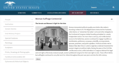 Screenshot of the website of the US Senate Historical Office. 