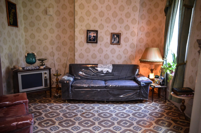 This image depicts the recreated living room of the Saez Velez family.