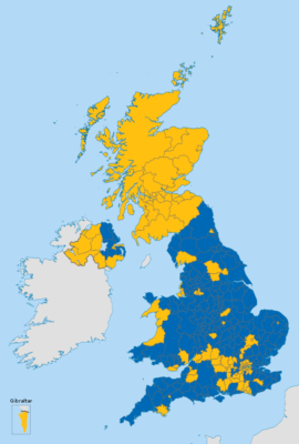 A map of the Brexit vote by region in the UK