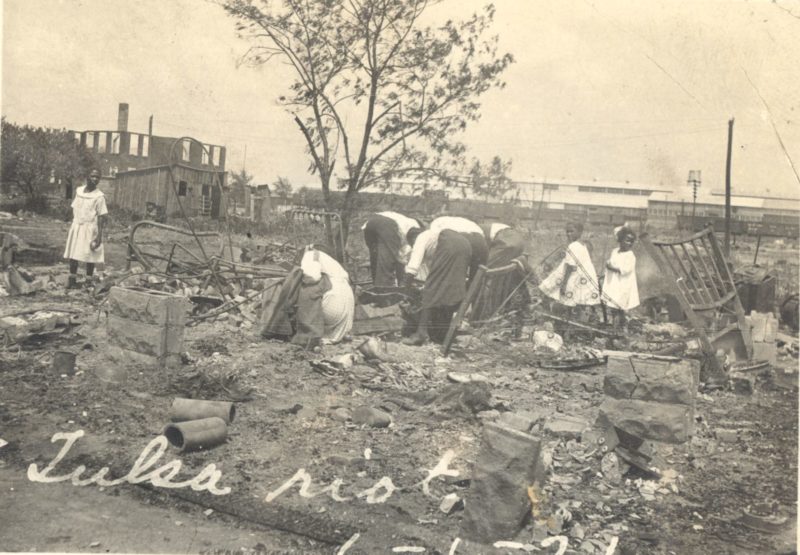 African Americans sorting through rubble in the aftermath of the 1921 Tulsa Massacre, 1921