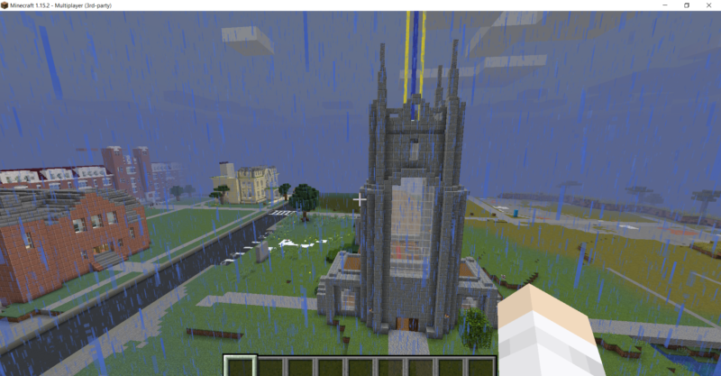 This is a screen shot of a pixilated campus scene.