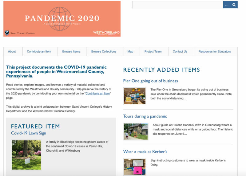 This is a color screenshot of the Pandemic 2020 web site.