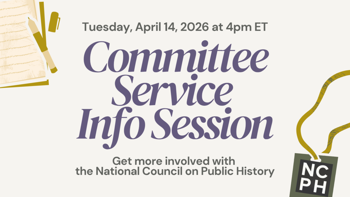 Graphic advertising NCPH's upcoming Committee Service Info Session on Tuesday, April 14, 2026 at 4 p.m. Eastern.